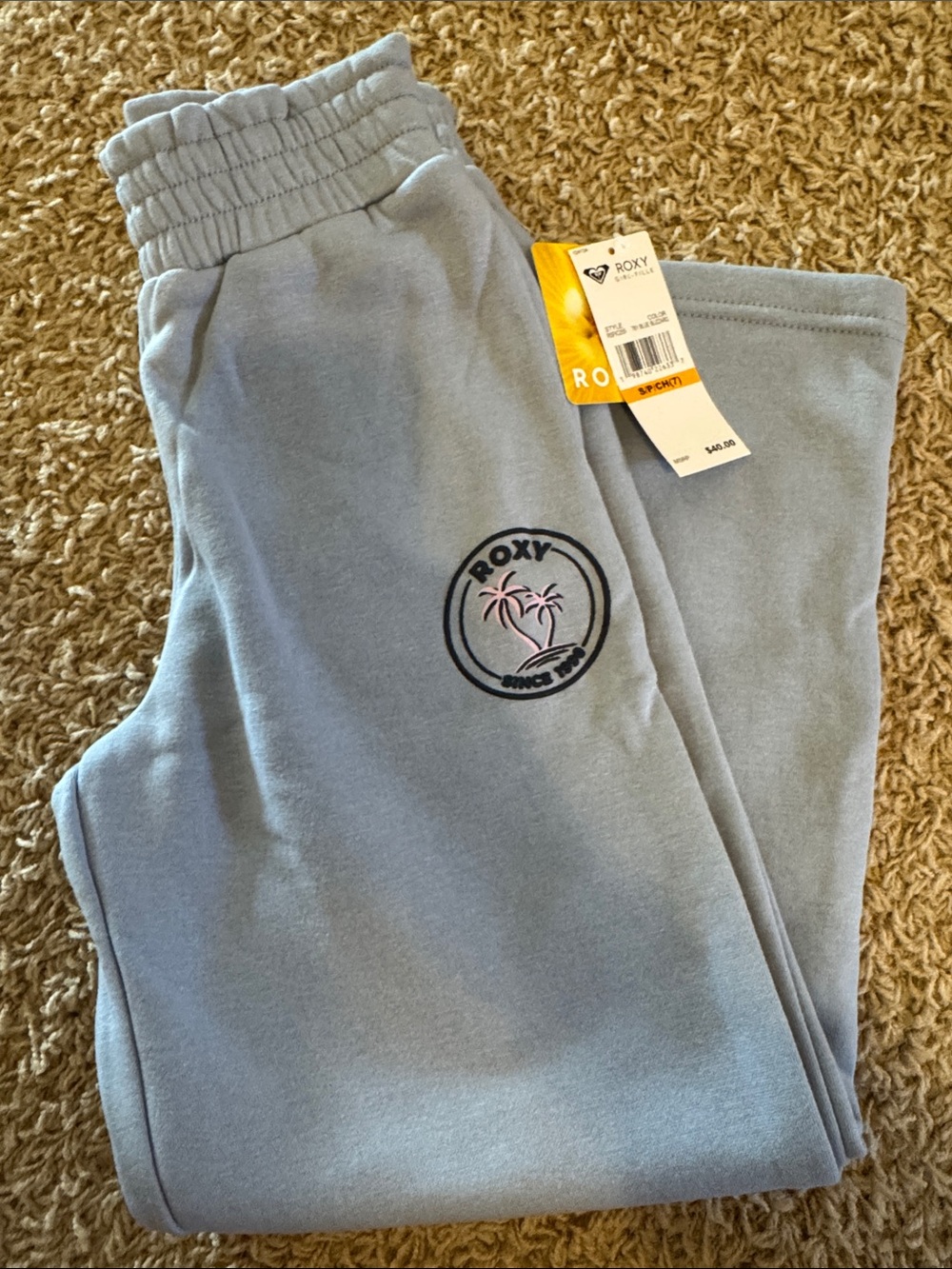 Roxy Girls Light Blue Palm Logo Joggers